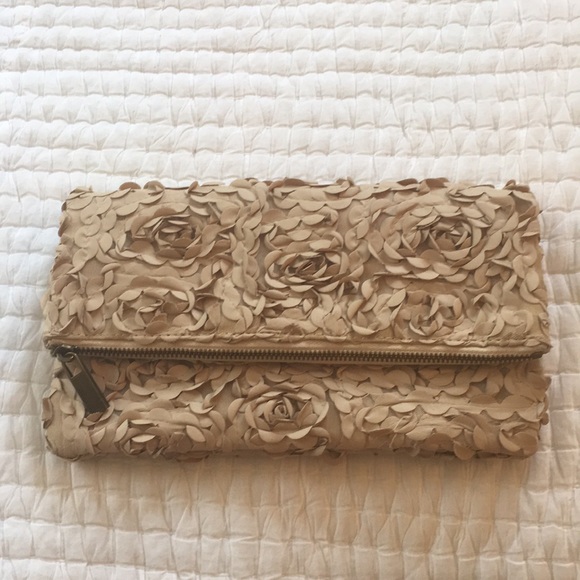Deux Lux Handbags - EUC Deux Lux beige Anthropologie clutch/purse